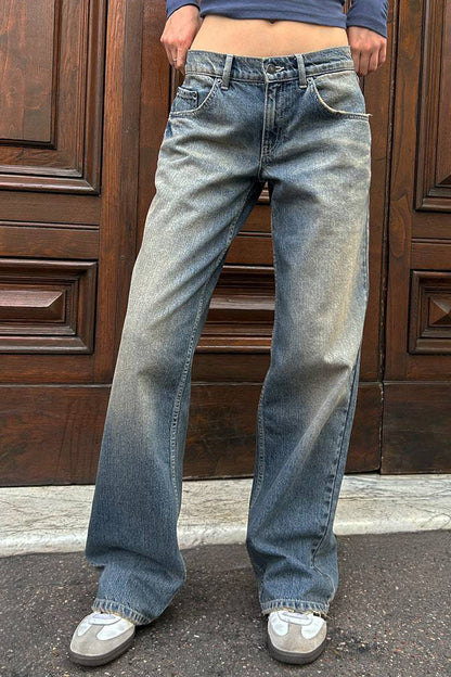 Vintage High Waist Loose Straight Wide Jeans