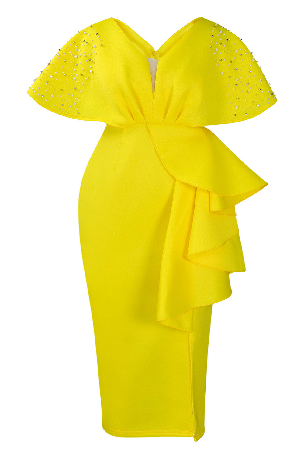 Beaded Ruffled Split Party Dress