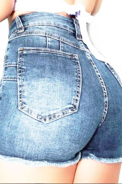 Stretch Skinny Ripped Denim Shorts