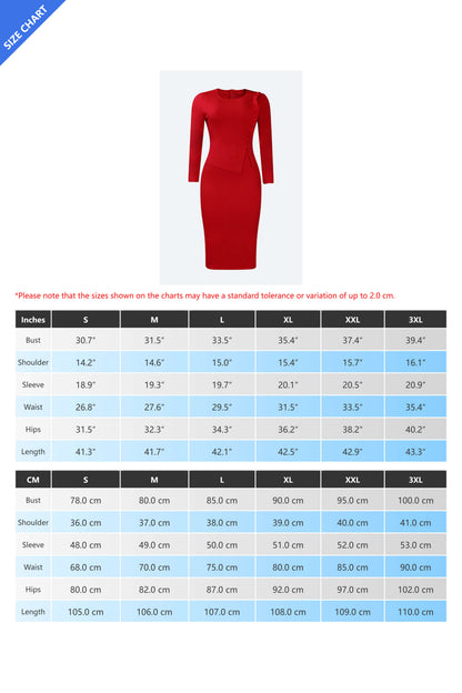 Bodycon Long Sleeve Midi Pencil Dress