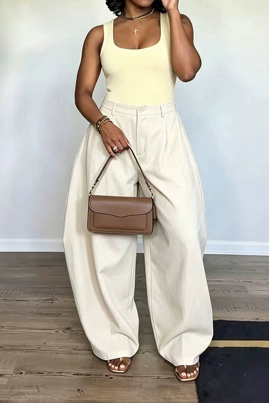 Relaxed Wide Leg Tailored Pants