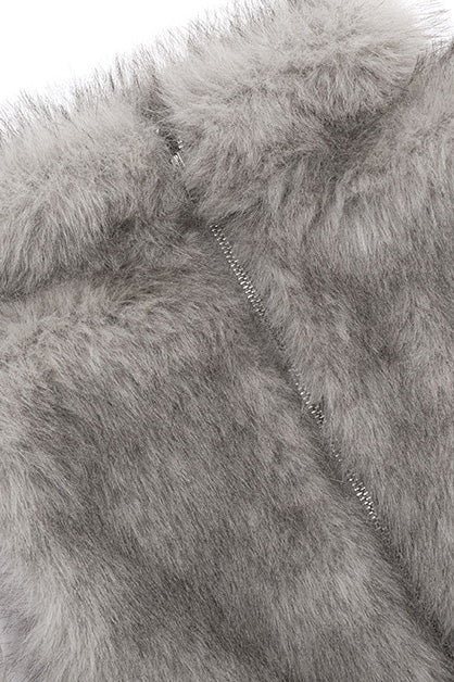 High Neck Fuzzy Zip Vest Top