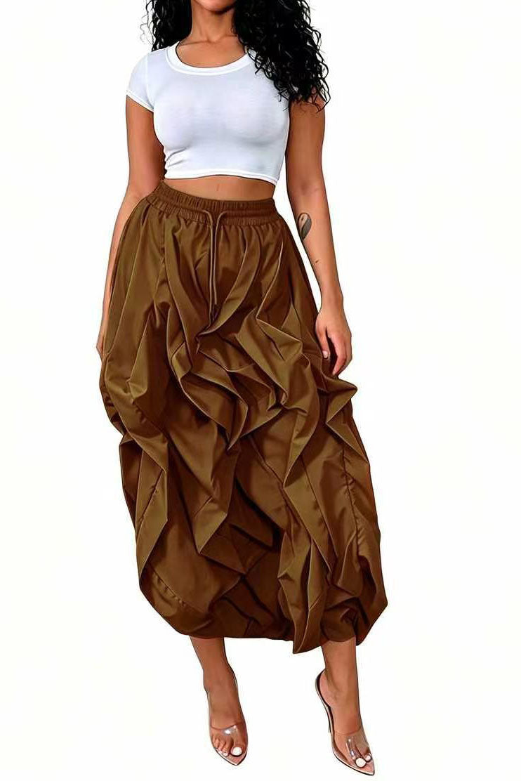 Cascading Ruffle Midi Skirt