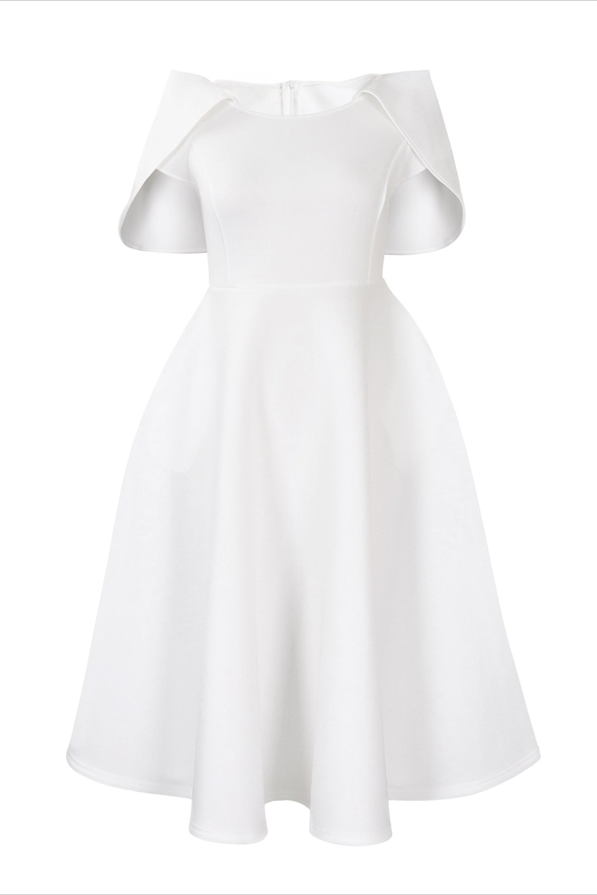 Off-Shoulder Ruffle Fit & Flare Midi Dress