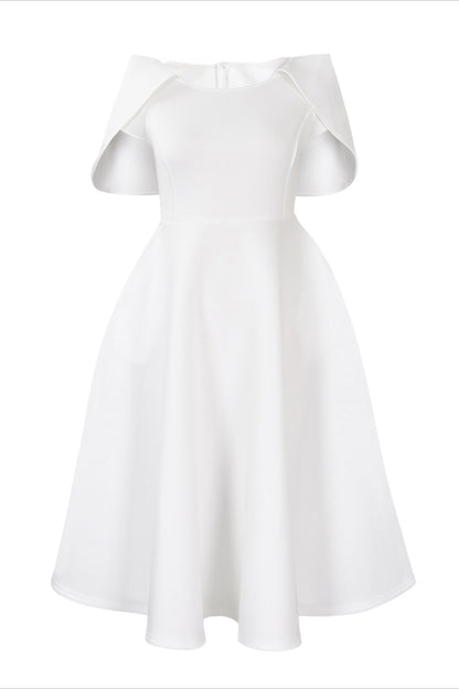 Off-Shoulder Ruffle Fit & Flare Midi Dress
