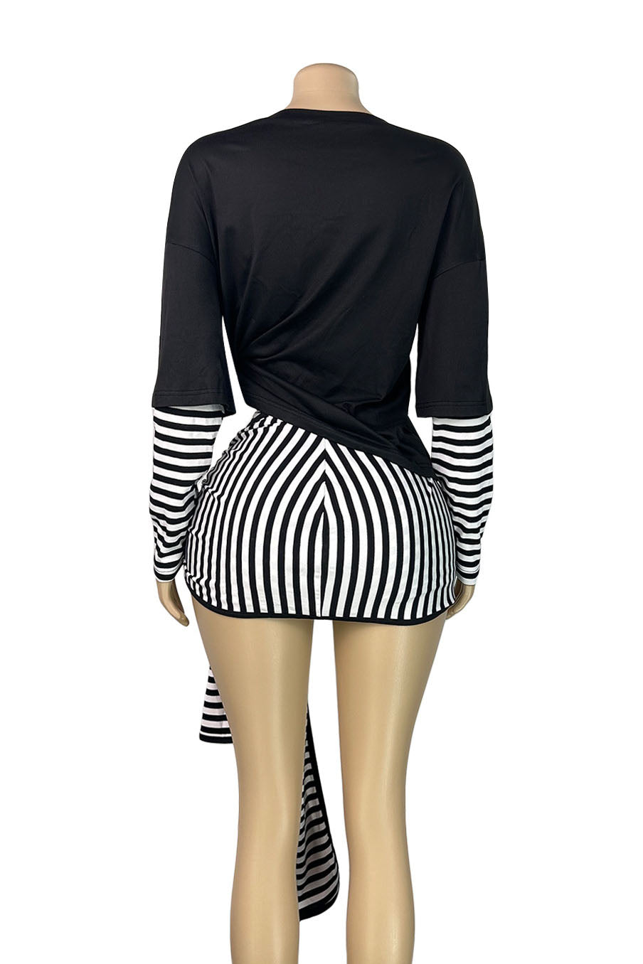 Layered-Look Stripe Top & Tie-Waist Shorts Set