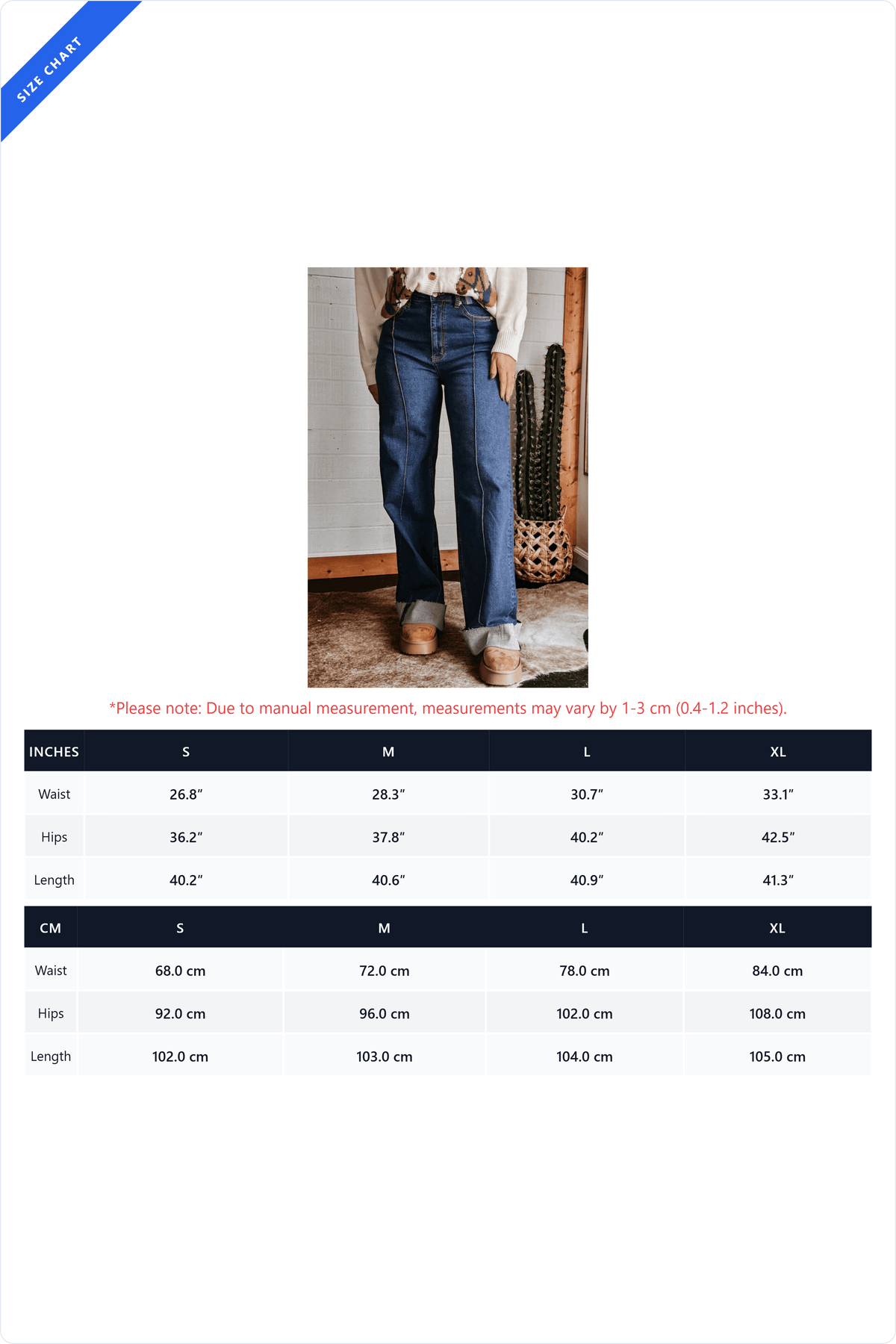 Stretch Cuffed Wide Leg Front Seam Jeans