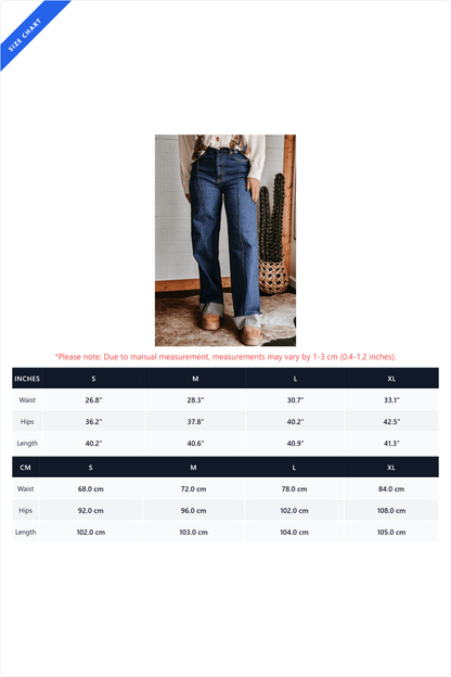 Stretch Cuffed Wide Leg Front Seam Jeans