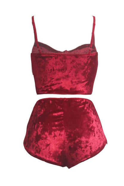 Crushed Velvet Cami & Shorts Lounge Set