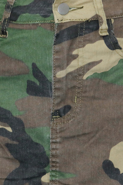 Camo Asymmetrical Skirt Overlay Wide Leg Pants