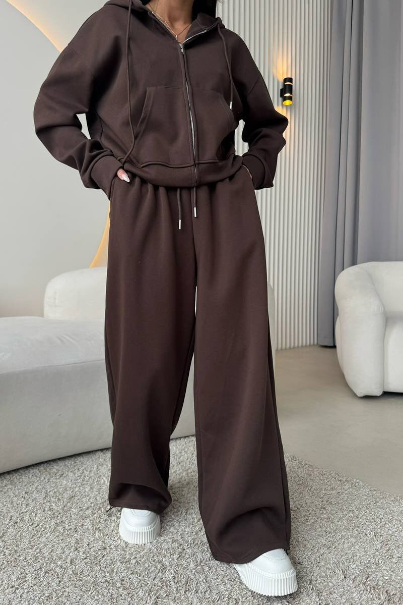 Hooded Zip Sweatshirt & Drawstring Pants Set