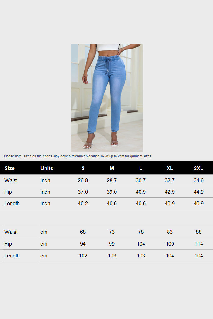 High Waist Drawstring Jogger Jeans