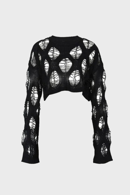 Crochet Sweater Long Sleeve Hollow Out Knit Top