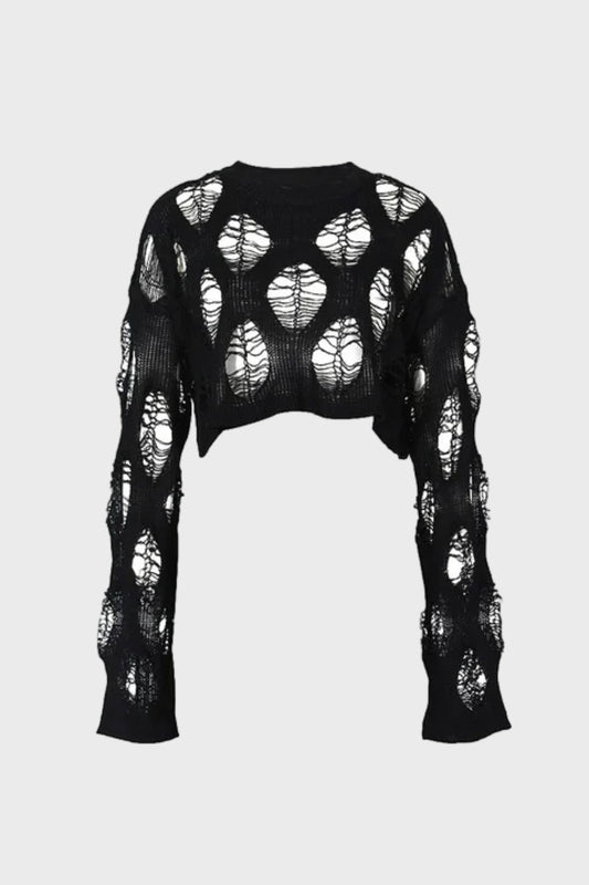 Crochet Sweater Long Sleeve Hollow Out Knit Top