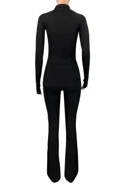 Sculpted Foldover Waist Flare Pants Set