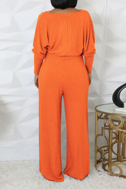 2-Piece Ribbed Knit Tank Jumpsuit & Cropped Top Set