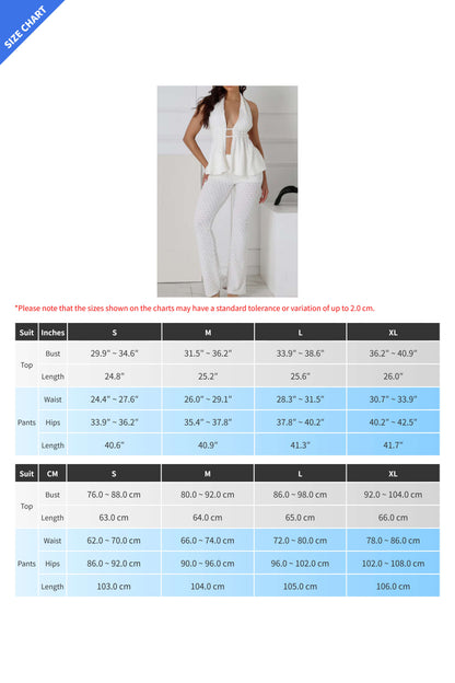 Tie-Up Backless Halter with Long Pants Sets