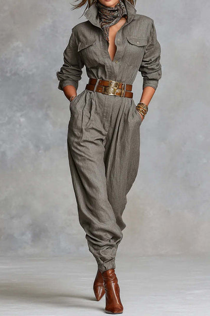 Casual Long Sleeve Jumpsuit