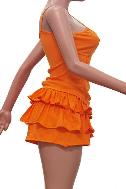Washed Camisole and Ruffle Skort Set