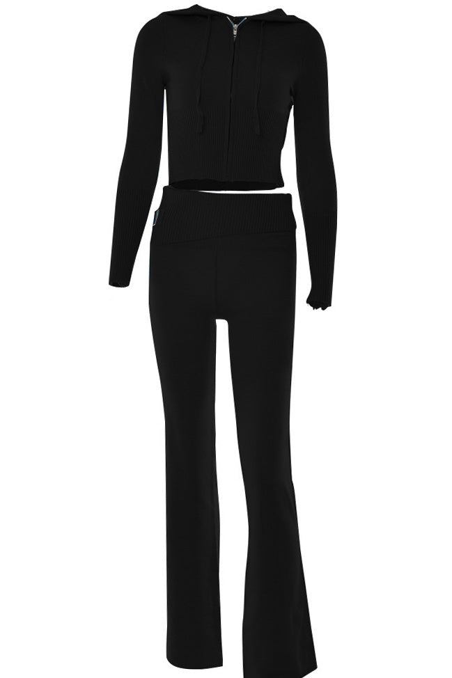 Knitted 2-Piece Tracksuit with Long Sleeve Hoodie