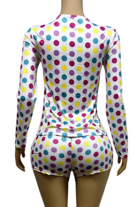 Polka Dot Long Sleeve Bodycon Romper