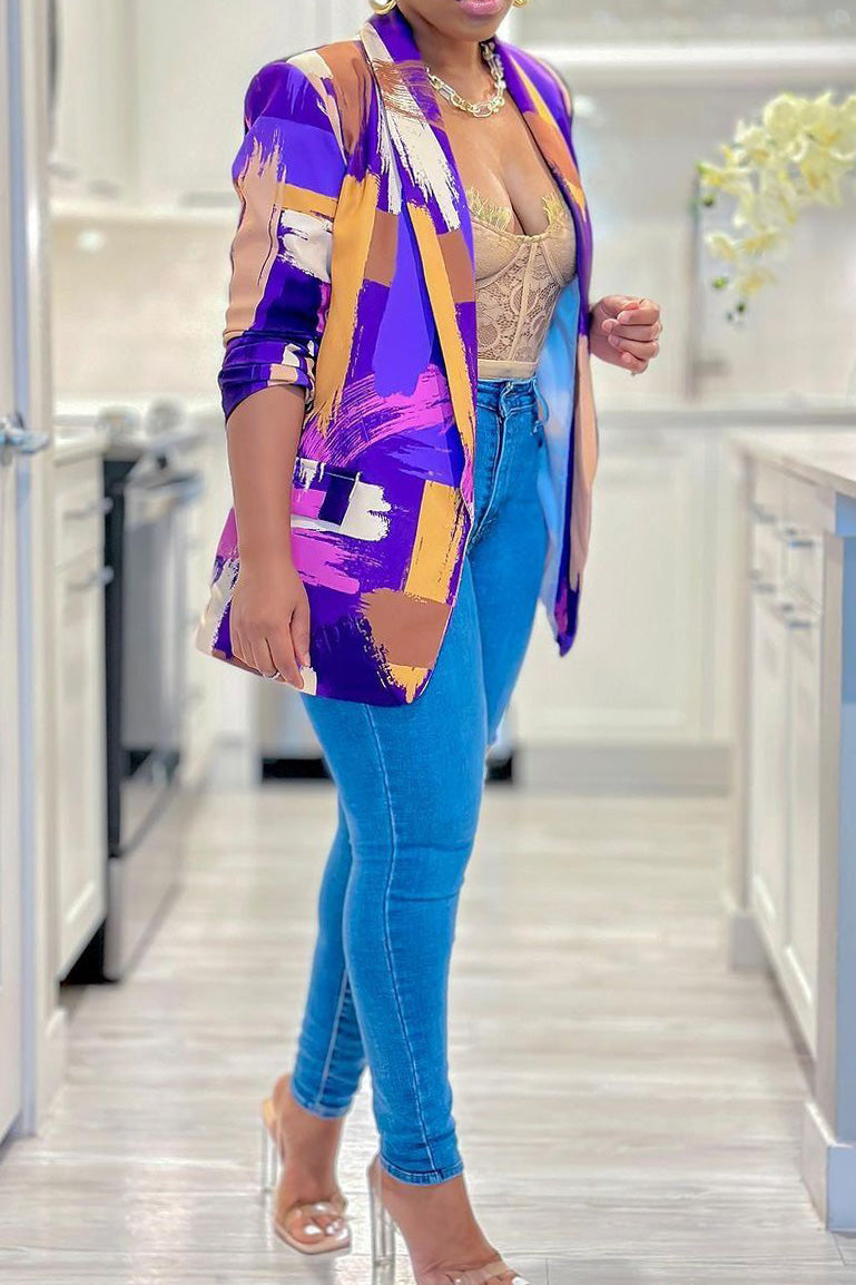 Fitted Long Sleeve Blazer Coat