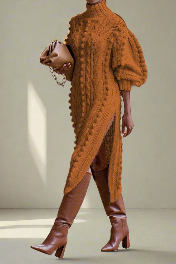Midi Length Knitted Sweater Dress