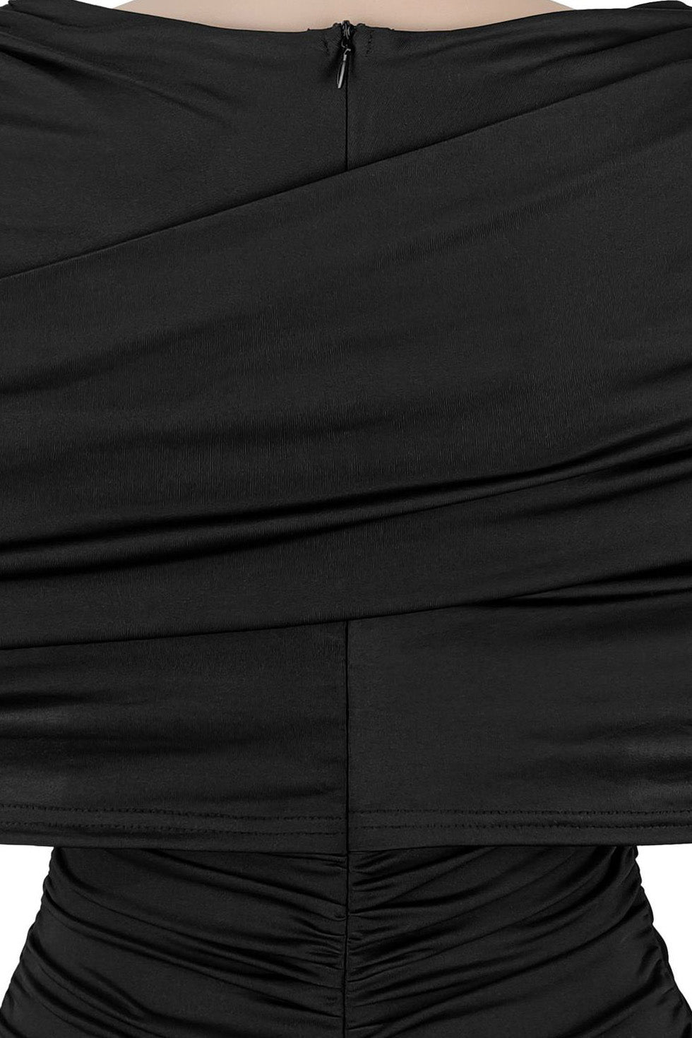 Draped Cape Ruched Bodycon Mini Dress