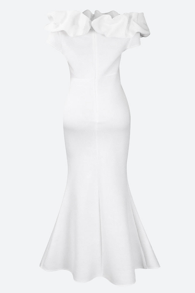 Solid Ruffle Collar Mermaid Dress