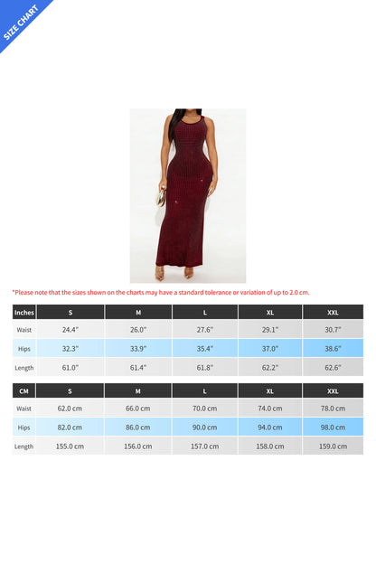High-Waist Rhinestone Maxi Dress