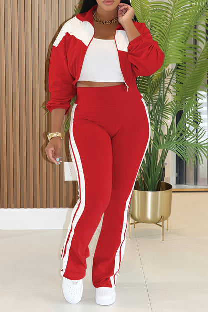 Colorblock Zip Up Jacket and Pants Set
