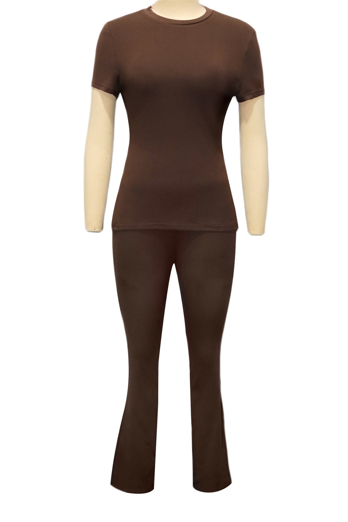 Fitted Short Sleeve Flare Pant Set