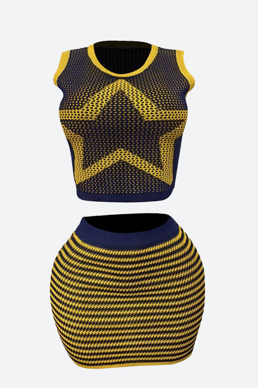 Stretchy Sleeveless Tank Top & Mini Skirt Set