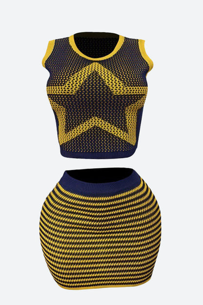 Stretchy Sleeveless Tank Top & Mini Skirt Set