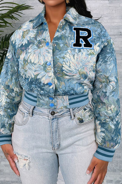 Cropped Tapestry Varsity Jacket