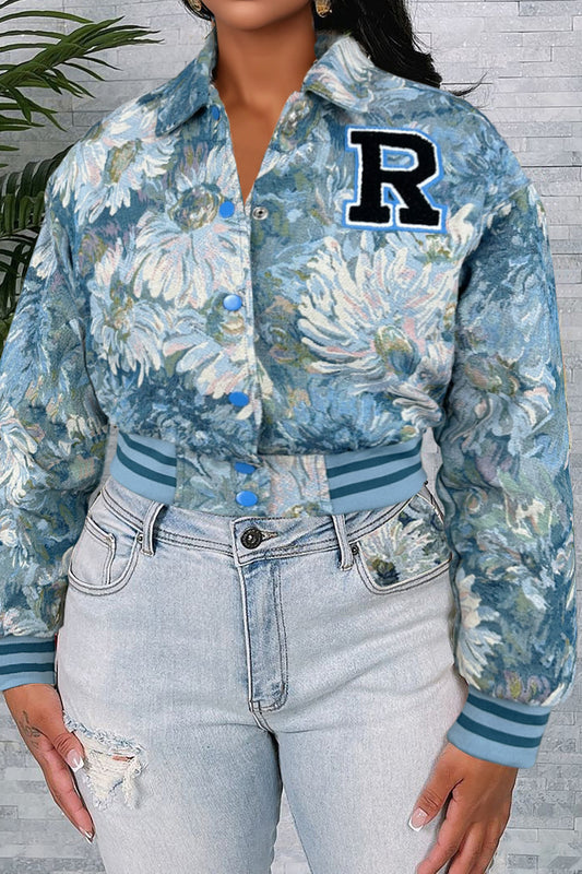 Cropped Tapestry Varsity Jacket