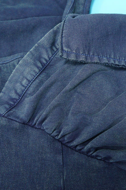 Off-Shoulder Mineral Wash Ribbed Jumpsuit