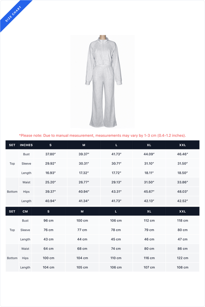 Contrast-Piping Zip Jacket & Flare Pants Set