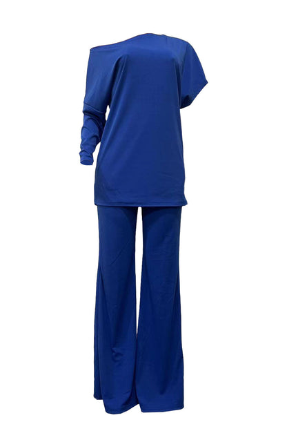 Asymmetrical Top & Wide Leg Pants Set