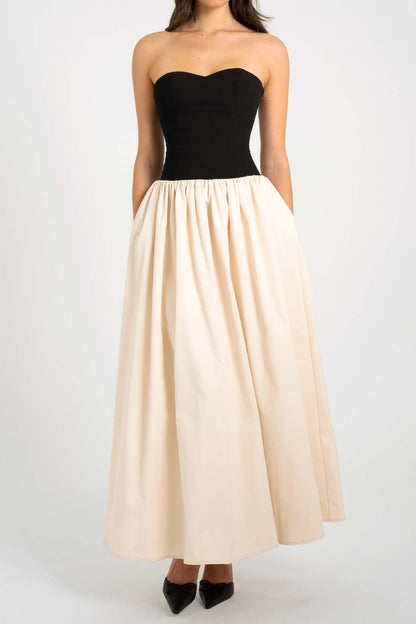 Colorblock Strapless Sleeveless Dress