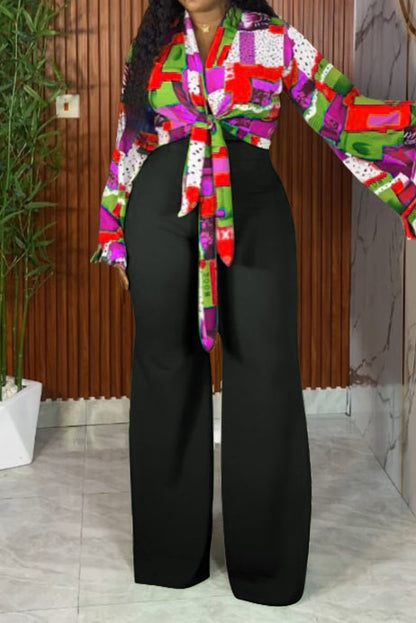 Plus Size Tie-Front Top & Pants Set