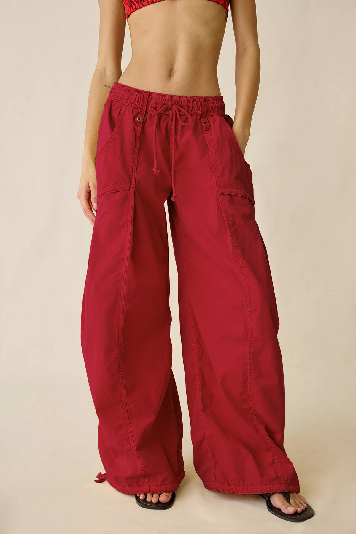 Wide Leg Drawstring Parachute Pant