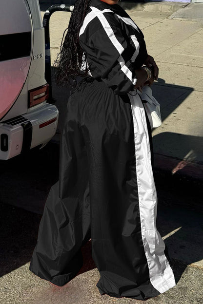 Color-Block Windbreaker & Wide-Leg Set