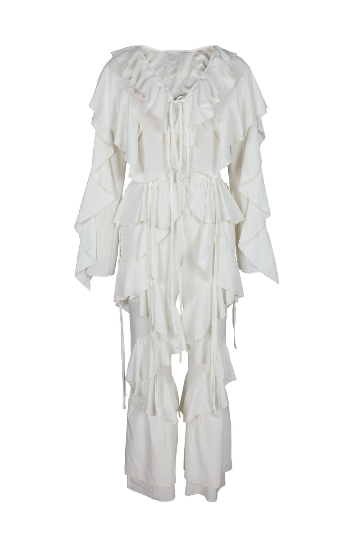 Ruffle Tie-Front Top & Pants Set
