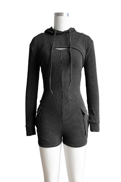 Crop Hoodie Romper Sets