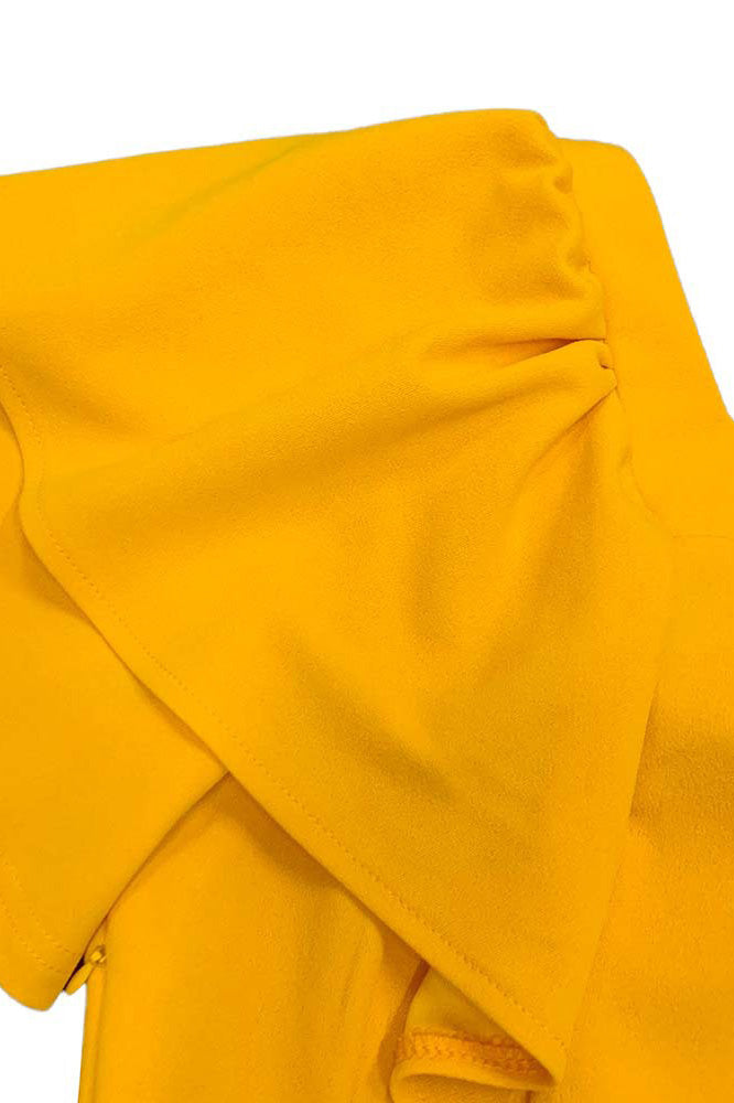 Pleated Flounce Sleeve Slim Fit Dress