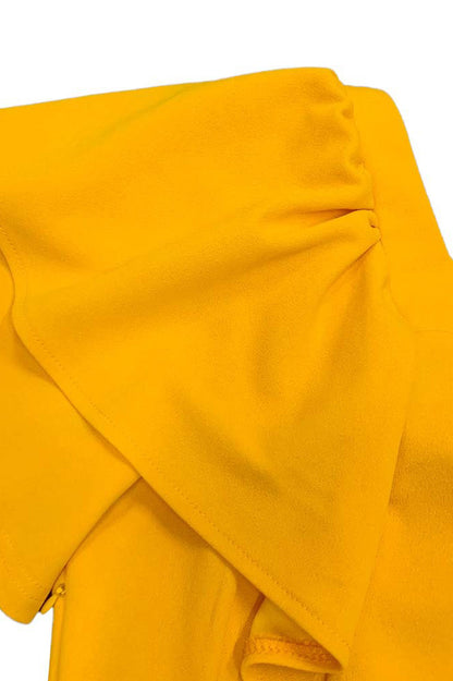 Pleated Flounce Sleeve Slim Fit Dress