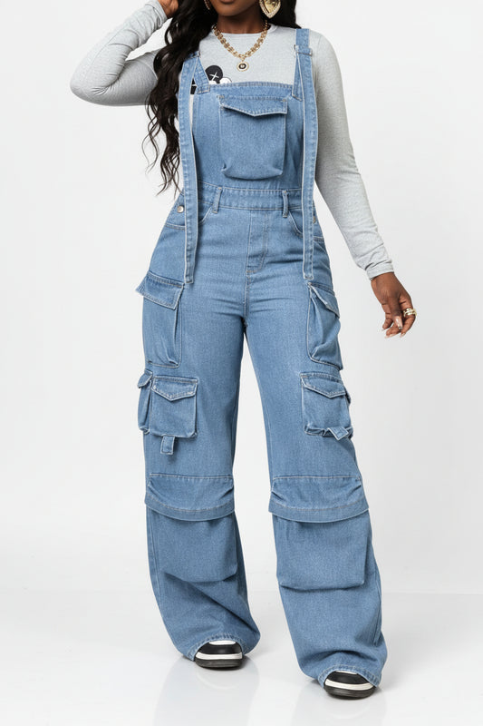 Sleeveless Vintage Loose Denim Jumpsuit