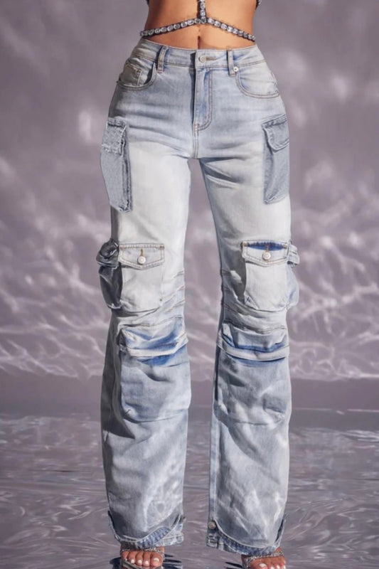Multi-Pocket Utility Cargo Jeans