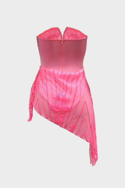 Strapless Mesh Bodycon Club Party Dress